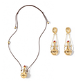 Amphora Red Agate necklace and matching earrings set in Gold-Tone
