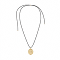 Bound Light Brushed Pendant Necklace in Gold-Tone on black wax cord
