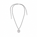 Bound Light Brushed Pendant Necklace in Silver-Tone on black wax cord