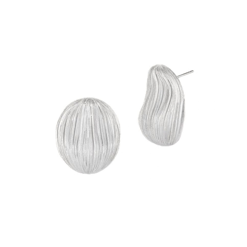 Bound Light brushed stud earrings in Large Silver-Tone