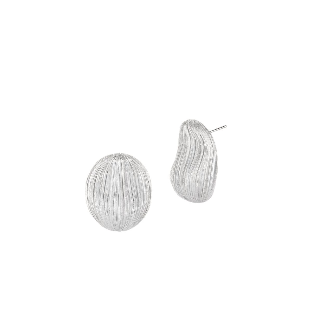 Bound Light brushed stud earrings in Small Silver-Tone
