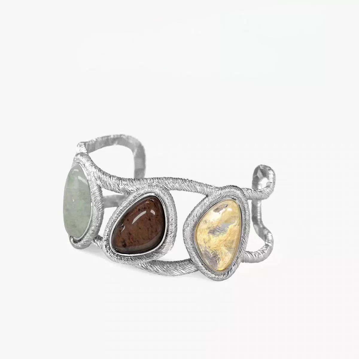 Bound Light natural stone cuff bracelet in Silver-Tone finish