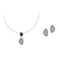Bound Light Silver-Tone long natural stone necklace with matching triangle stud earrings