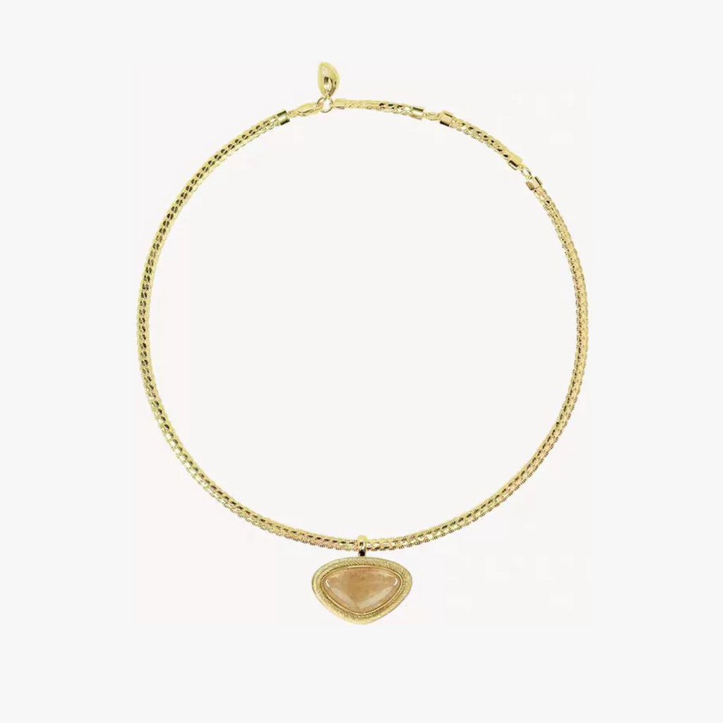 Bound Light natural stone short necklace in Gold-Tone finish
