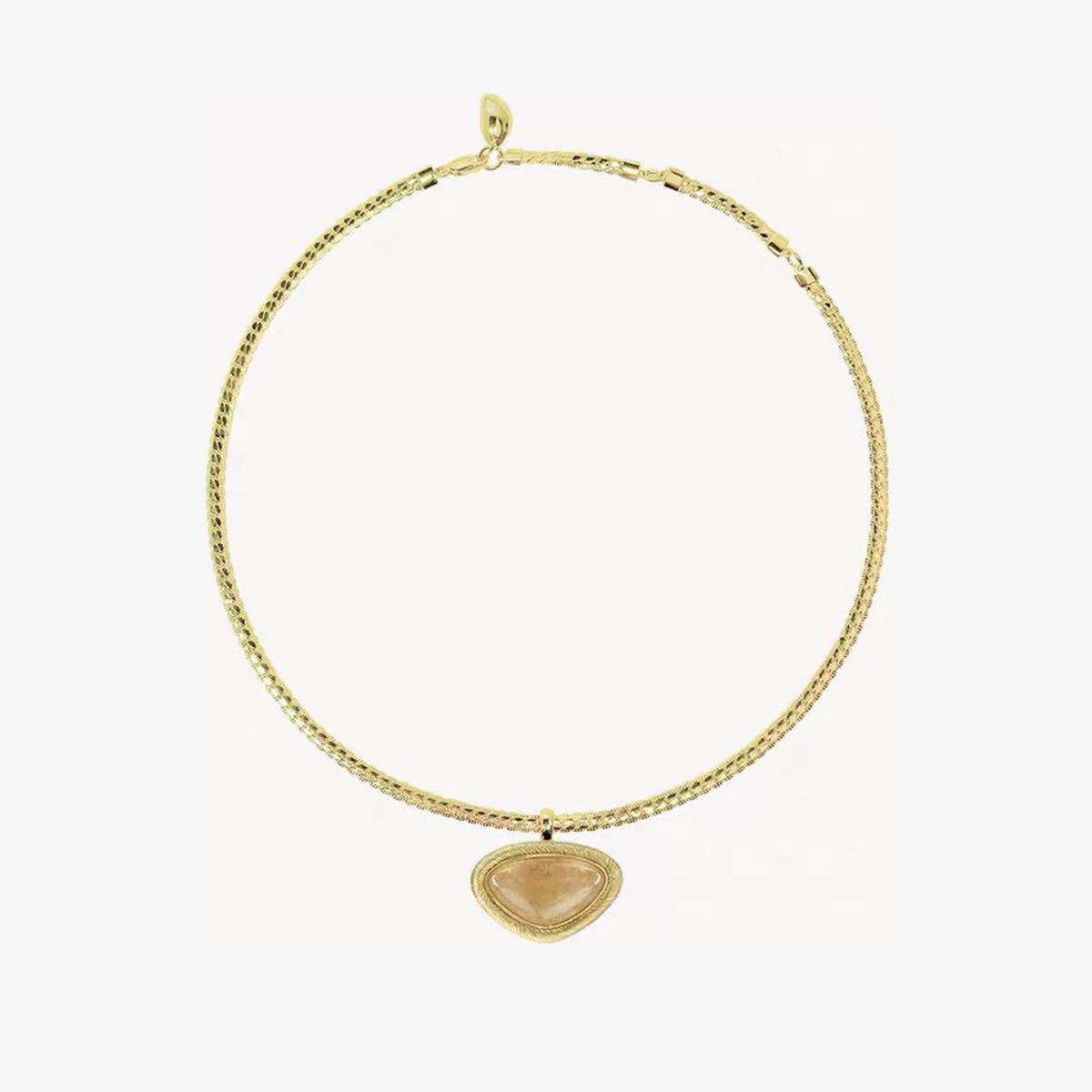 Bound Light natural stone short necklace in Gold-Tone finish