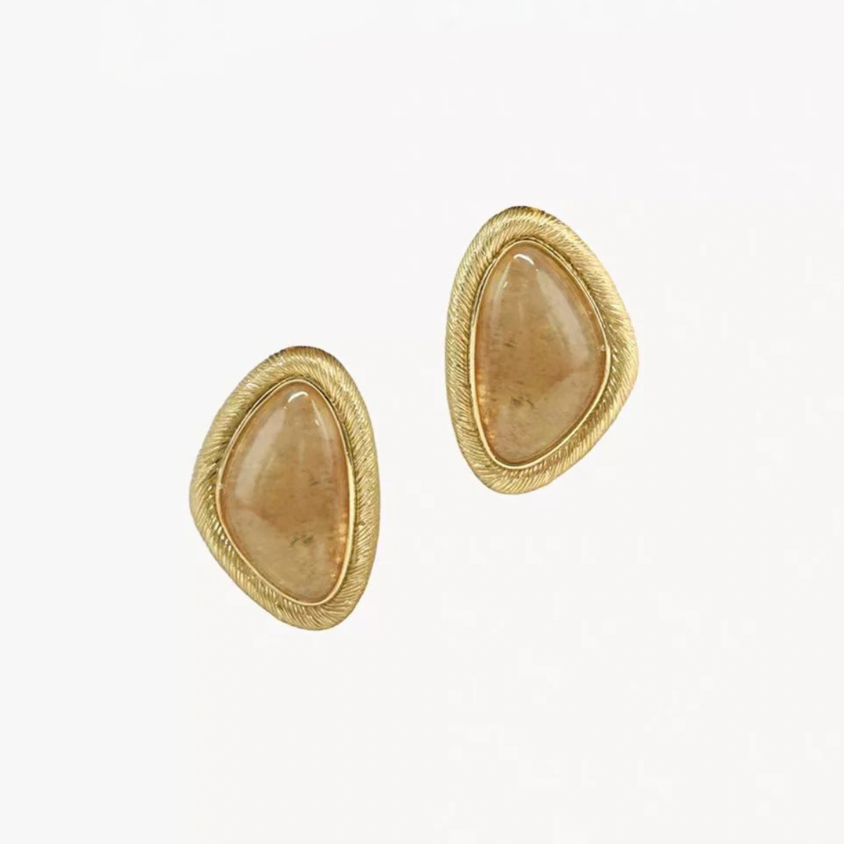 Bound Light natural stone triangle stud earrings in Gold-Tone finish
