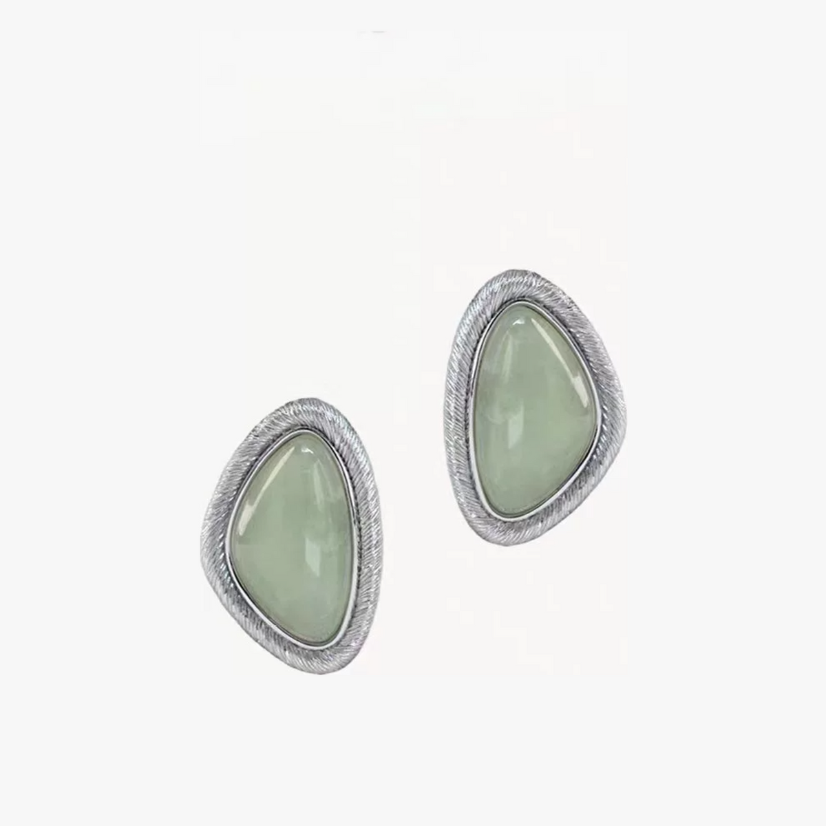 Bound Light natural stone triangle stud earrings in Silver-Tone finish