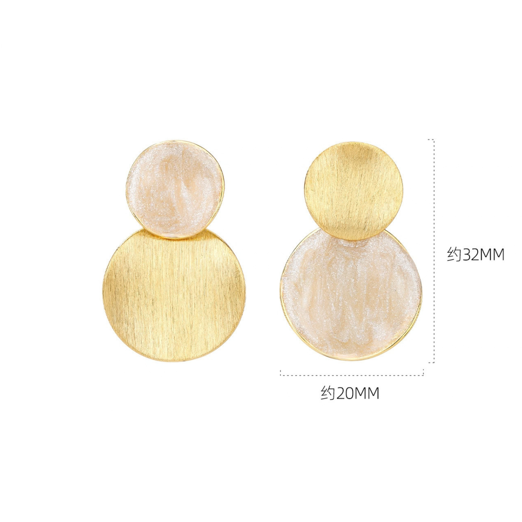 Brushed Double Disc Stud Earrings size approximately 32 by 20 mm