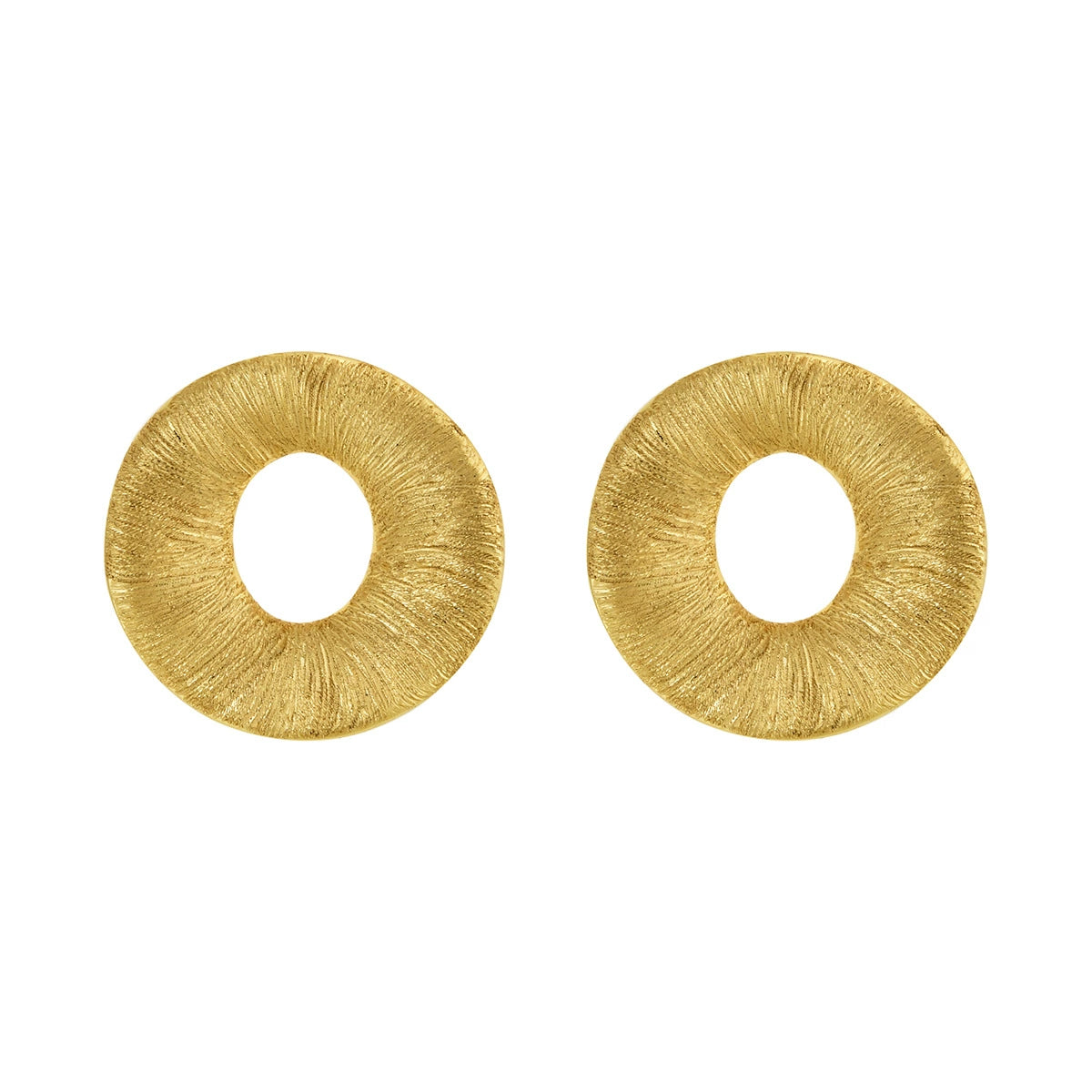 Gold-tone brushed open-center sculptural stud earrings
