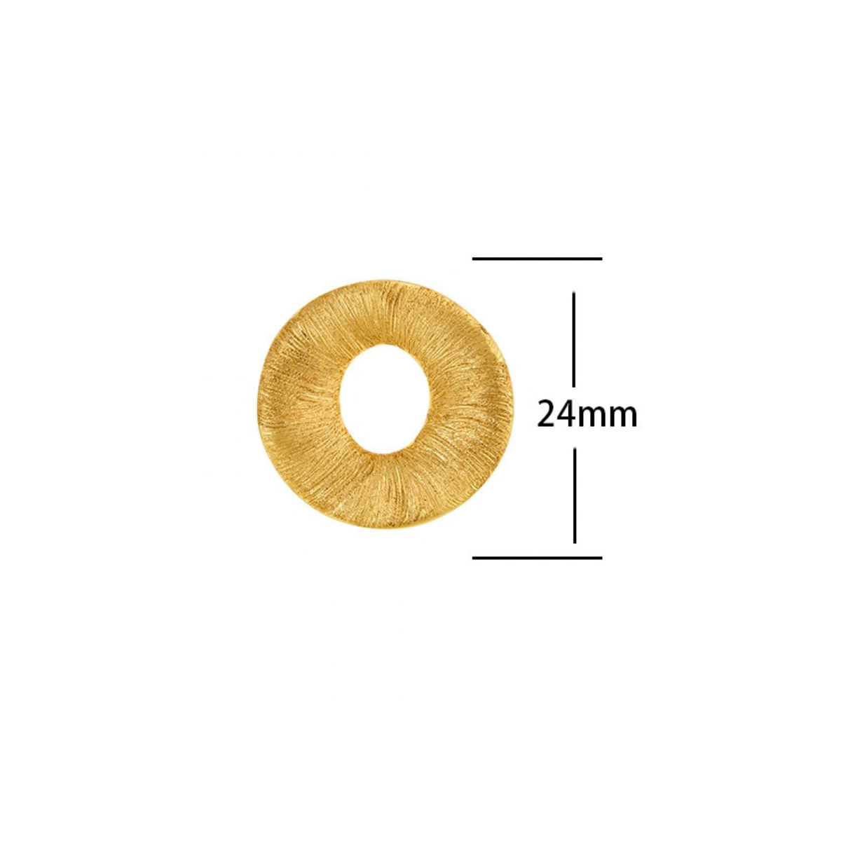 Gold-tone brushed halo stud earring measuring approximately 24 mm