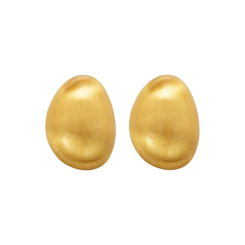 Gold-Tone brushed oval statement stud earrings