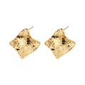 Gold-tone crinkled square sculptural stud earrings