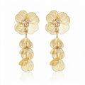 Gold-Tone Detachable Floral Drop Earrings with layered botanical petals