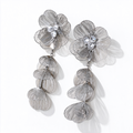 Silver-Tone Detachable Floral Drop Earrings with cubic zirconia accents