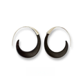 Ebony Wood Hoop Earrings with silver-tone brass