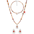 House Charm short and long mixed-stone necklaces styled as a layered set with matching earrings