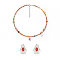 House Charm Short Necklace & Earrings Set with mixed natural stones