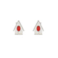 House Charm Stone Stud Earrings in Red