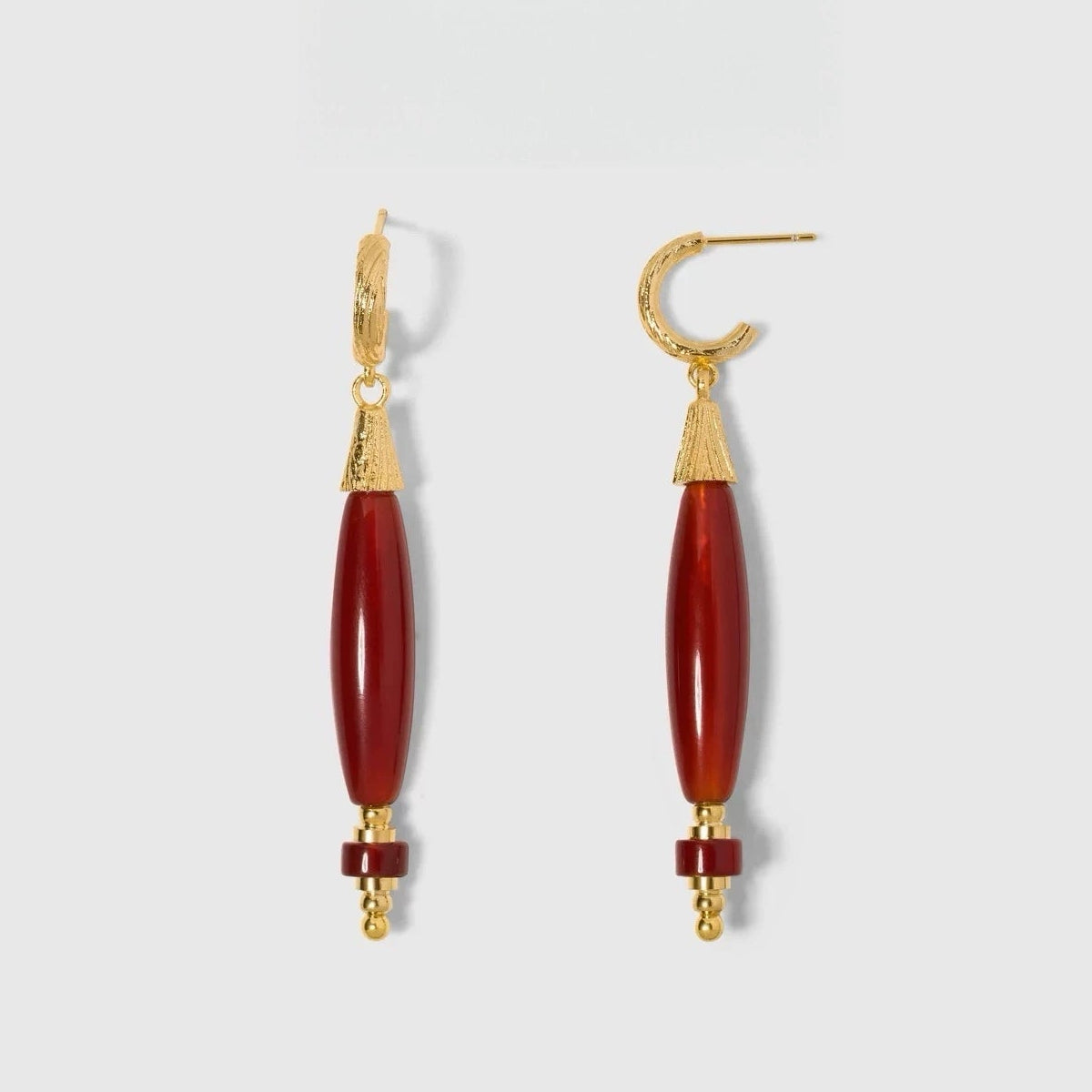Gold-tone long bead earrings in Style A long drop design