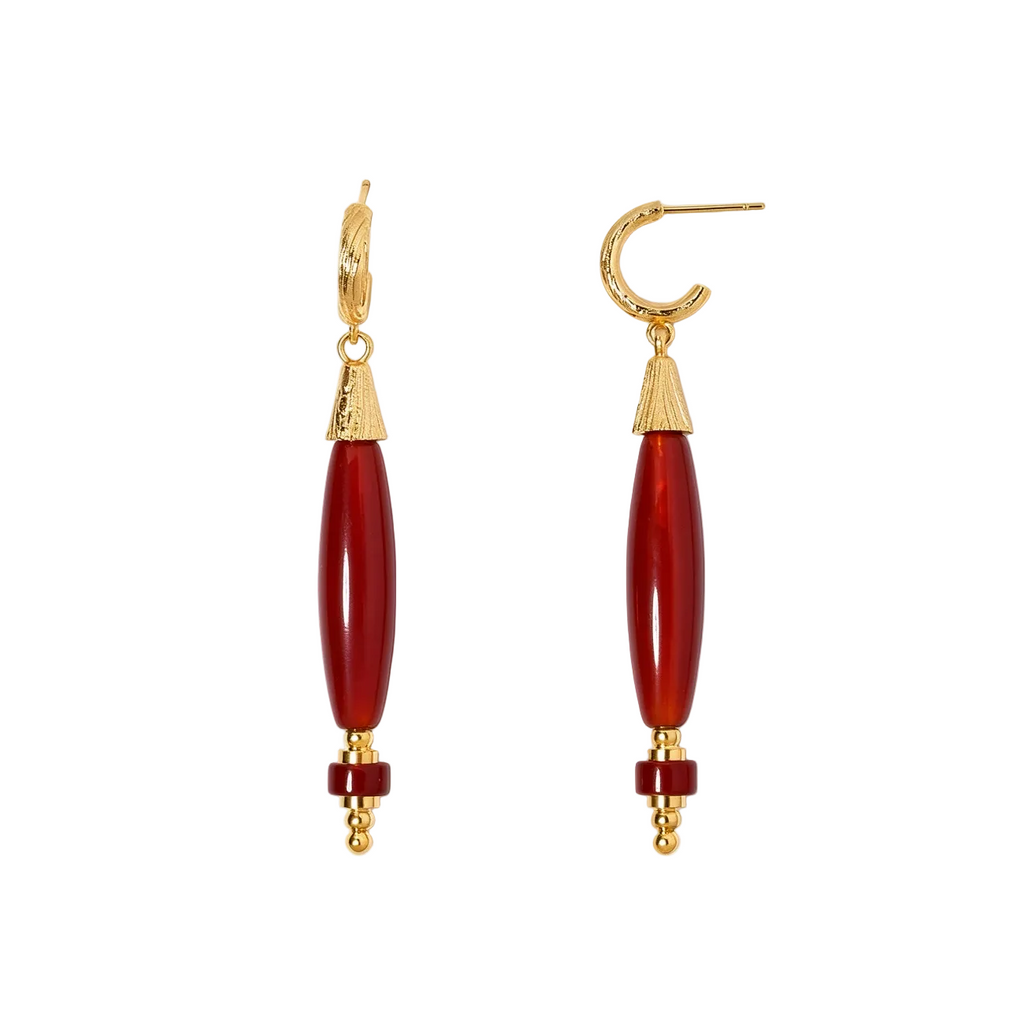 Gold-tone long bead earrings in Style A long drop design