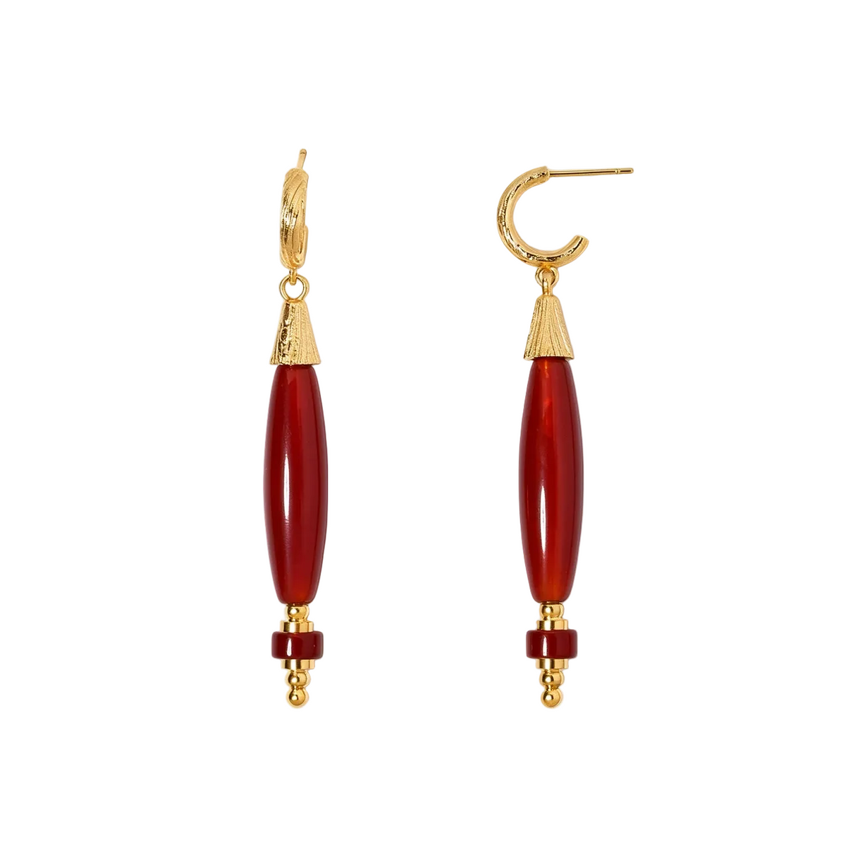 Gold-tone long bead earrings in Style A long drop design