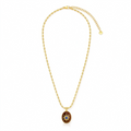 Motu Blue wood and lapis pendant necklace with Gold-Tone chain