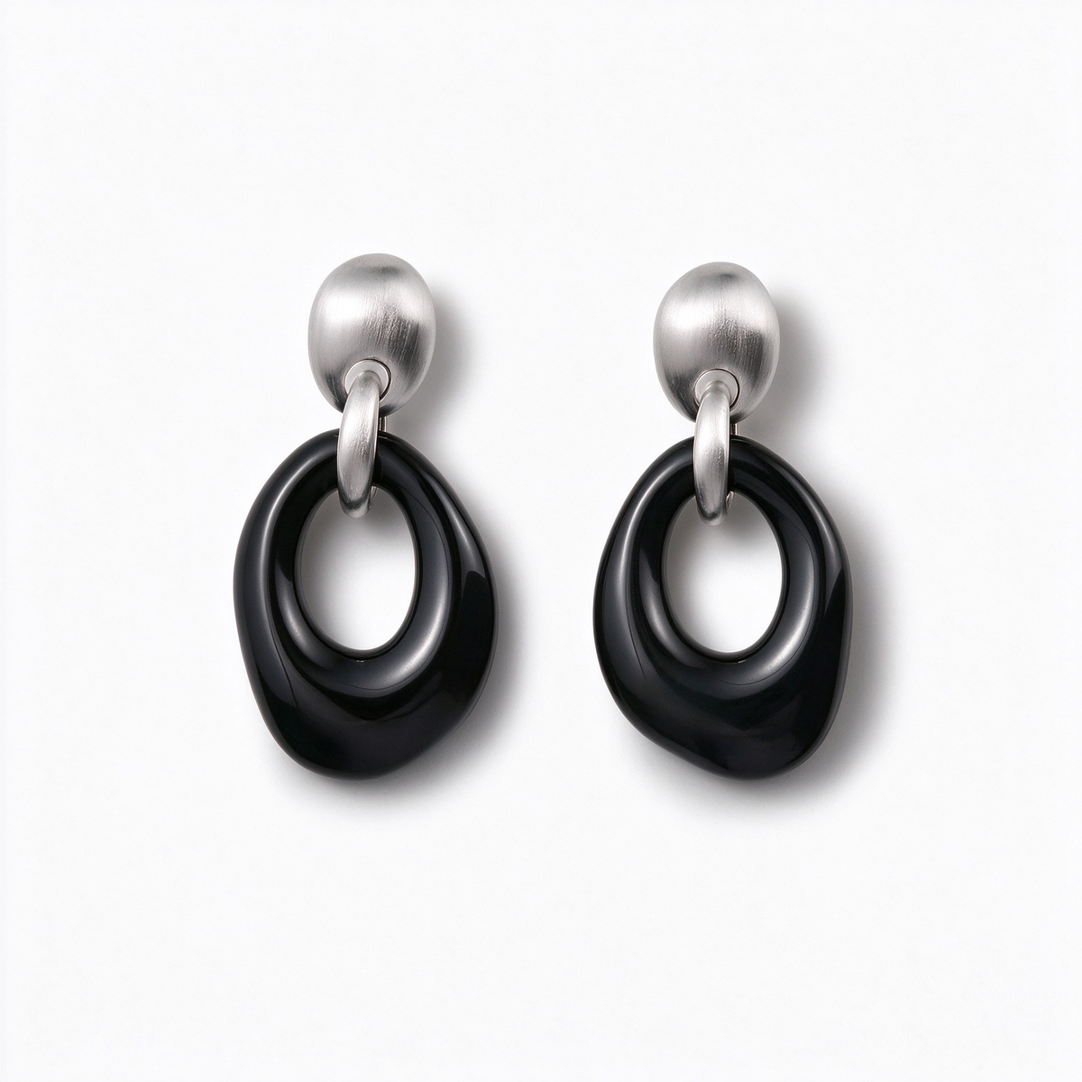 Openwork Black Onyx Drop Earrings with S925 silver posts