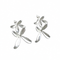 Sculptural Orchid stud earrings in Matte Silver-Tone