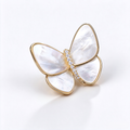 Gold-tone shell butterfly brooch with zircon details