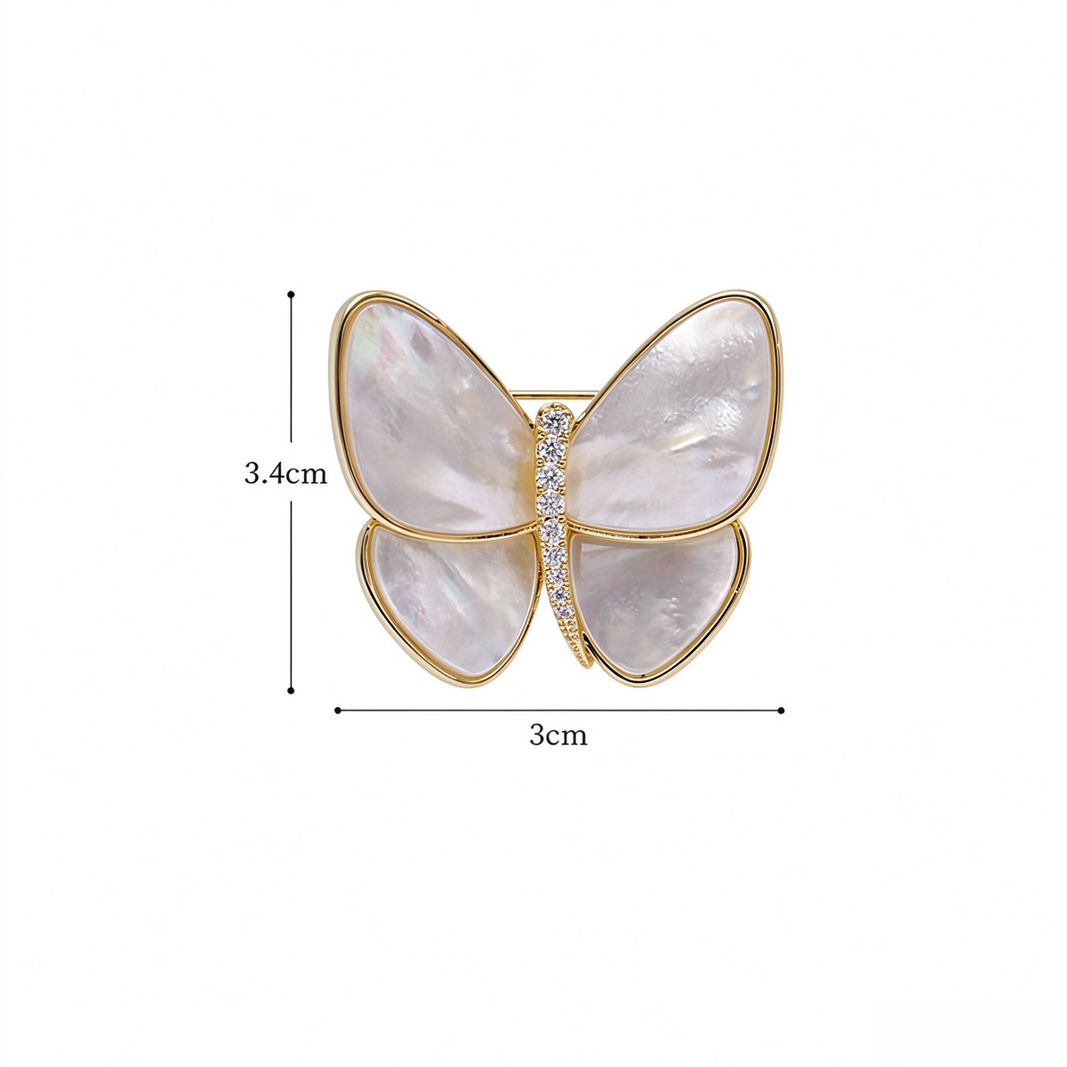 Shell butterfly brooch size approximately 3.4 by 3 centimeters