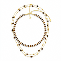 Tiger Eye layered necklace set with collar and long natural stone necklaces