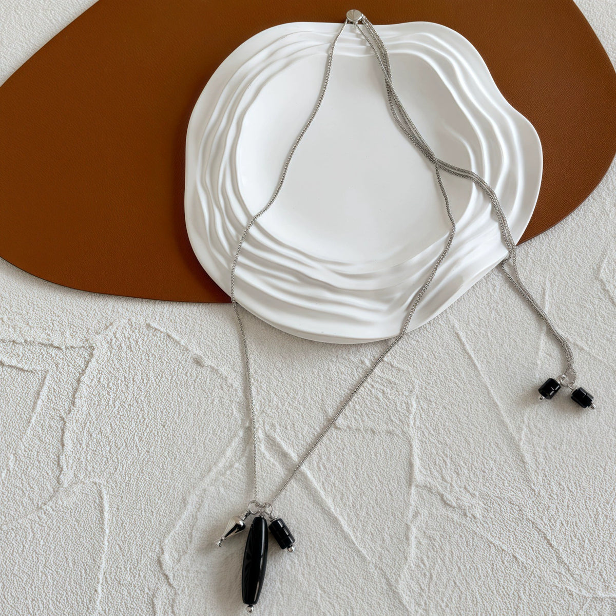 Vessel Black Onyx long necklace styled
