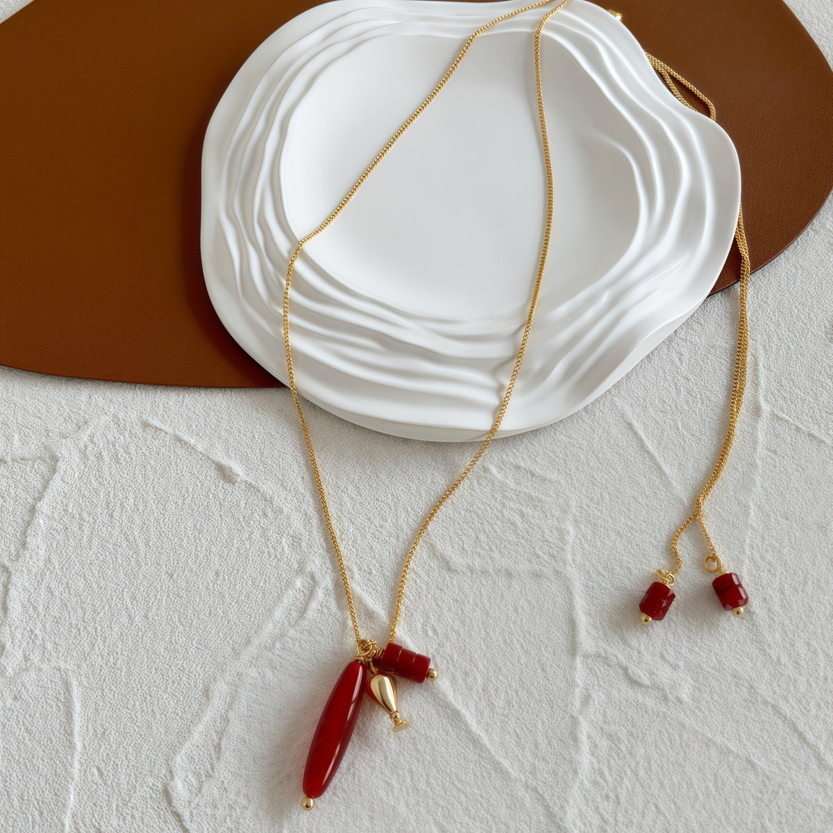 Vessel Red Agate long necklace styled