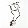 Woven Basket Stone Pendant Necklace in Tiger Eye